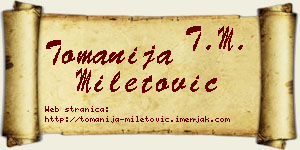 Tomanija Miletović vizit kartica